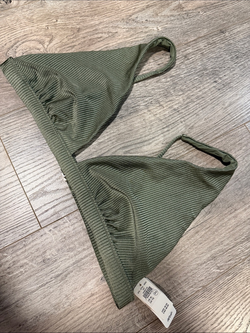 Aerie Ribbed Olive Triangle Swim